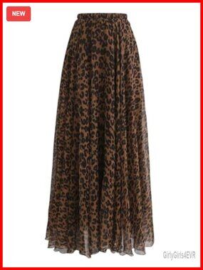 Pleated Flowy Maxi Skirt High Waist Ruffled Hem A-Line Y2k Goth Festival Skirt